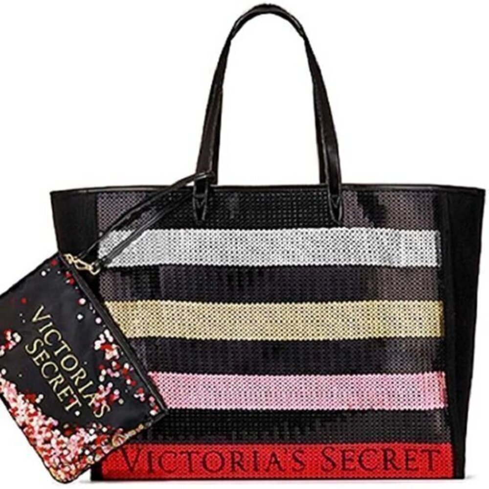 Victoria's Secret handbag Bling Sequin Striped Carryall